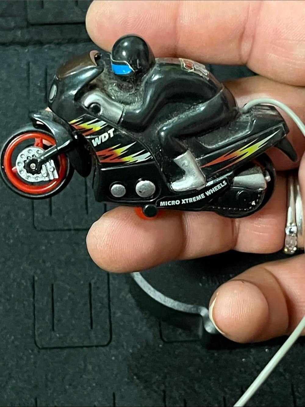 Black Rechargeable Toy Motorcycle with Rider - Unbranded